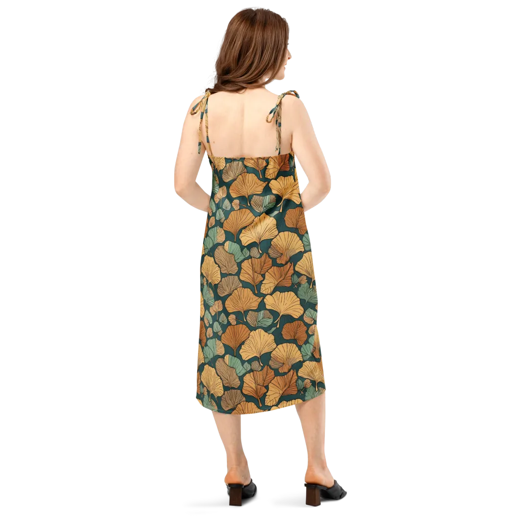 Ginkgo Noir on Slip Dress — Back