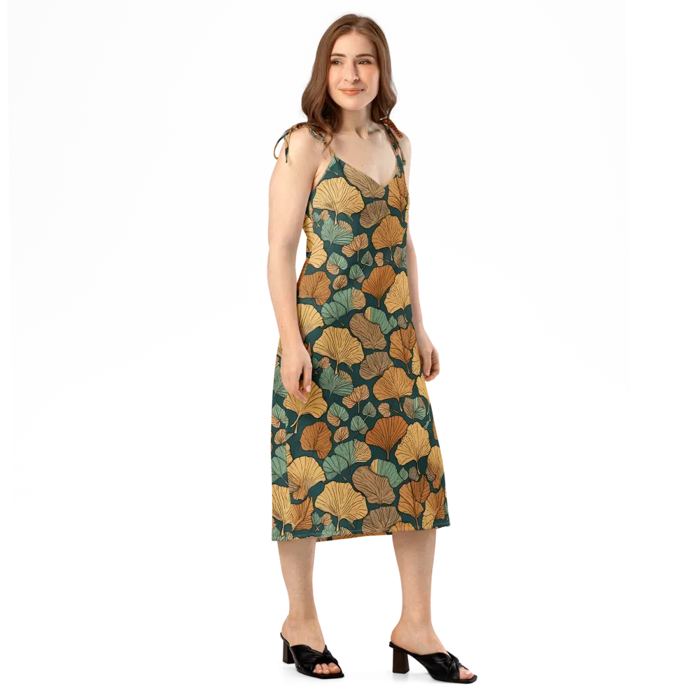Ginkgo Noir on Slip Dress — Right Front