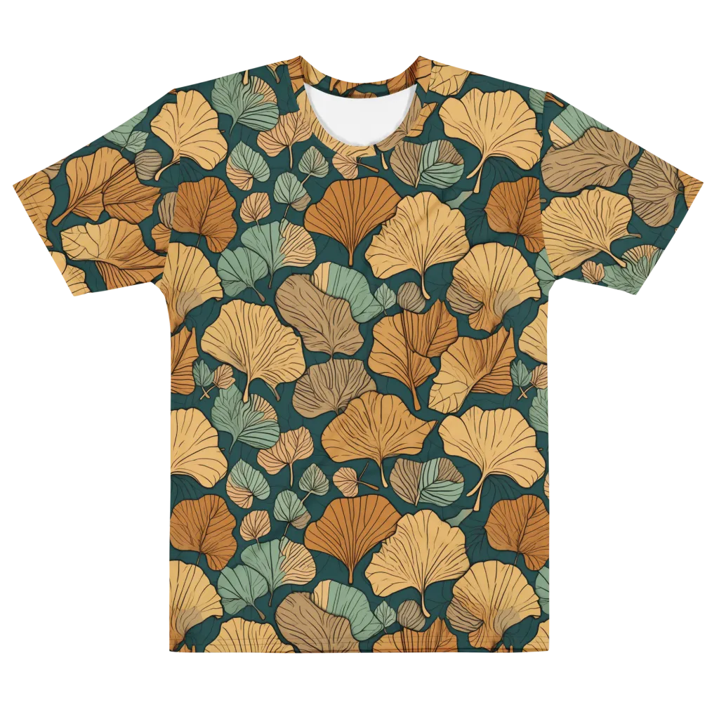 Ginkgo Noir on Men's Cotton Crew Neck T-Shirt — Front