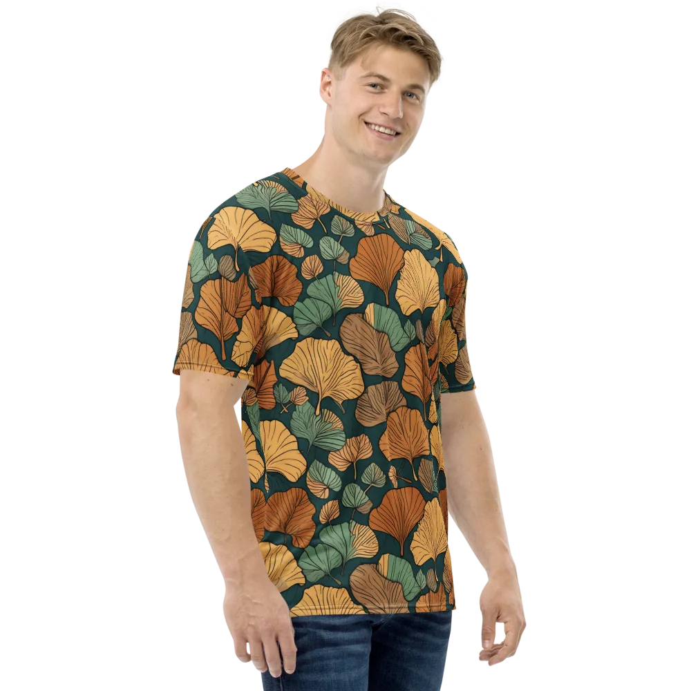 Ginkgo Noir on Men's Crew Neck T-Shirt — Right