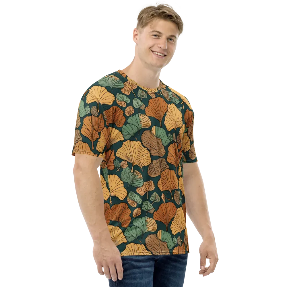 Ginkgo Noir on Men's Crew Neck T-Shirt — Right