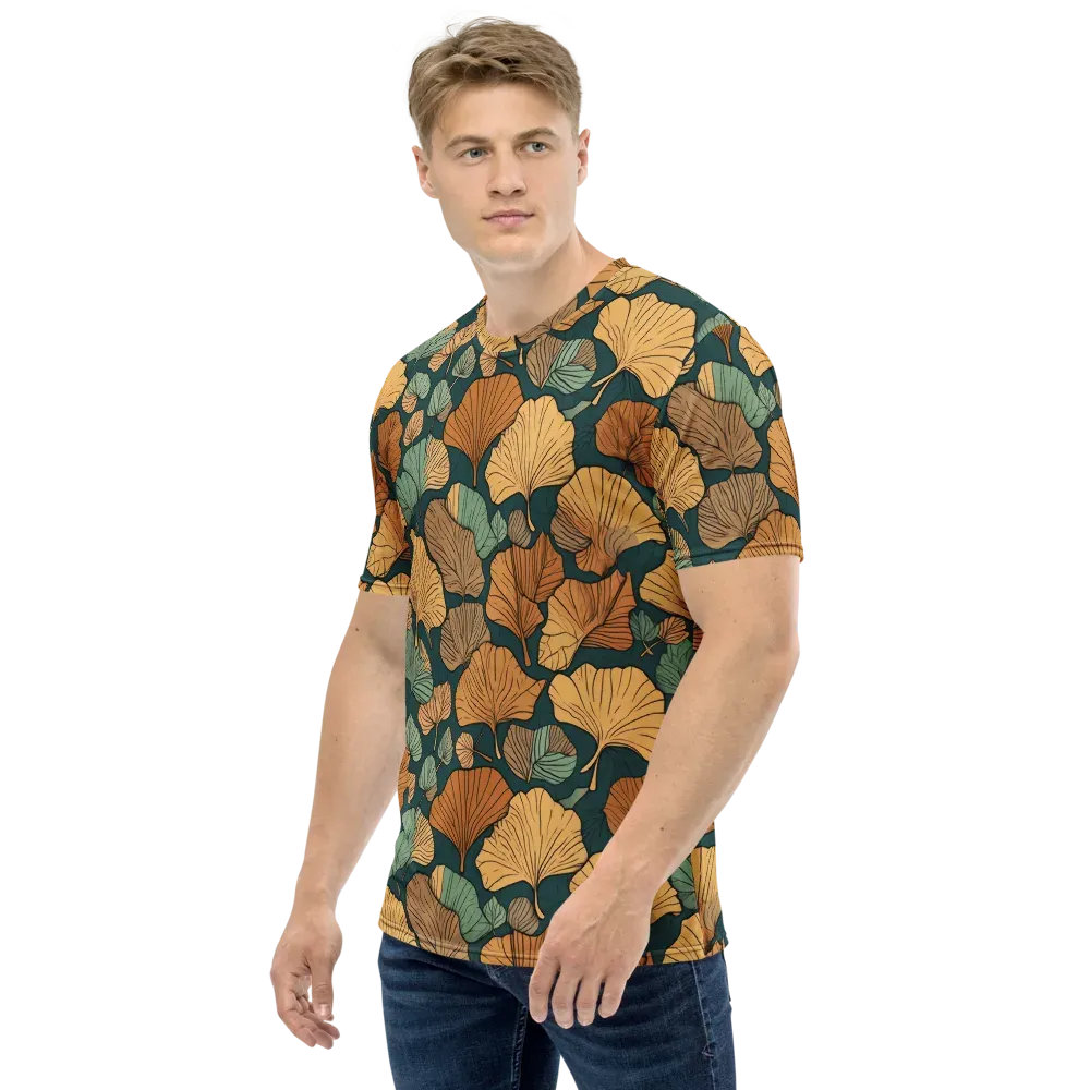 Ginkgo Noir on Men's Crew Neck T-Shirt — Left