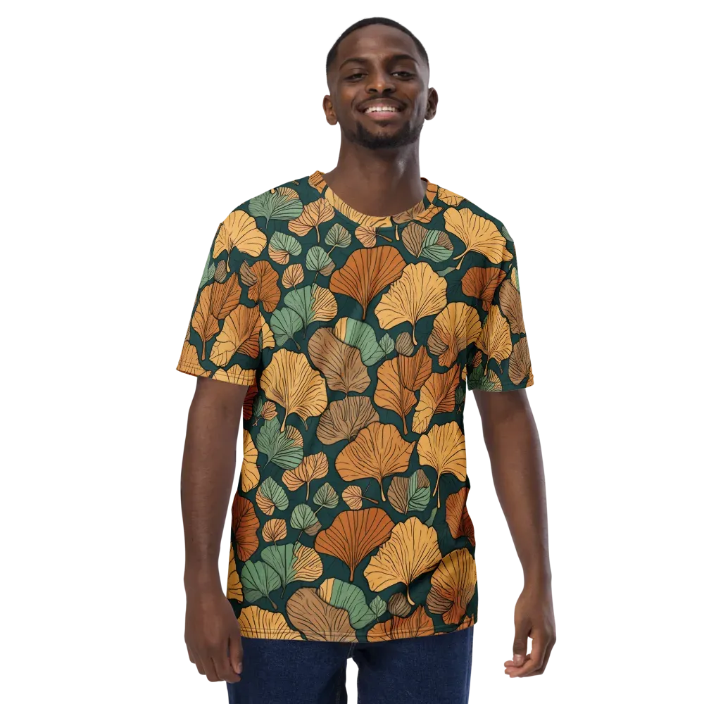 Ginkgo Noir on Men's Crew Neck T-Shirt — Front