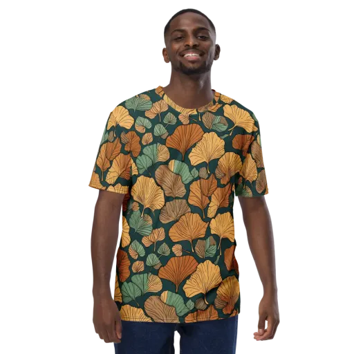 Ginkgo Noir on a Men's Crew Neck T-Shirt