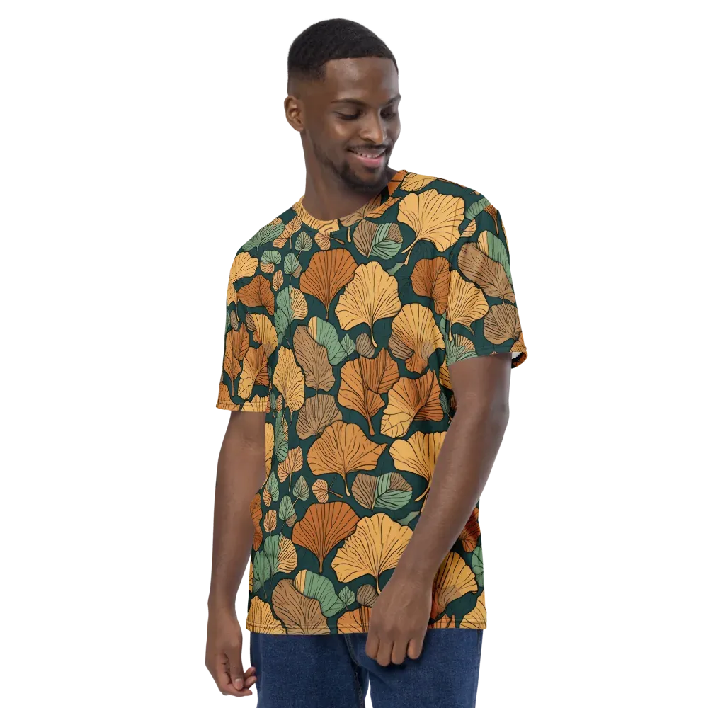 Ginkgo Noir on Men's Crew Neck T-Shirt — Left