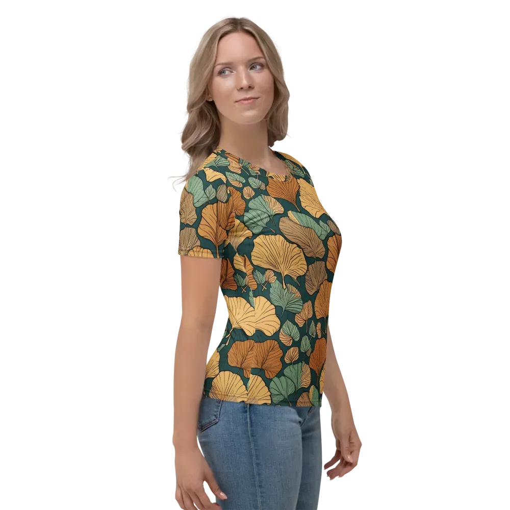 Ginkgo Noir on Women's Crew Neck T-Shirt — Right