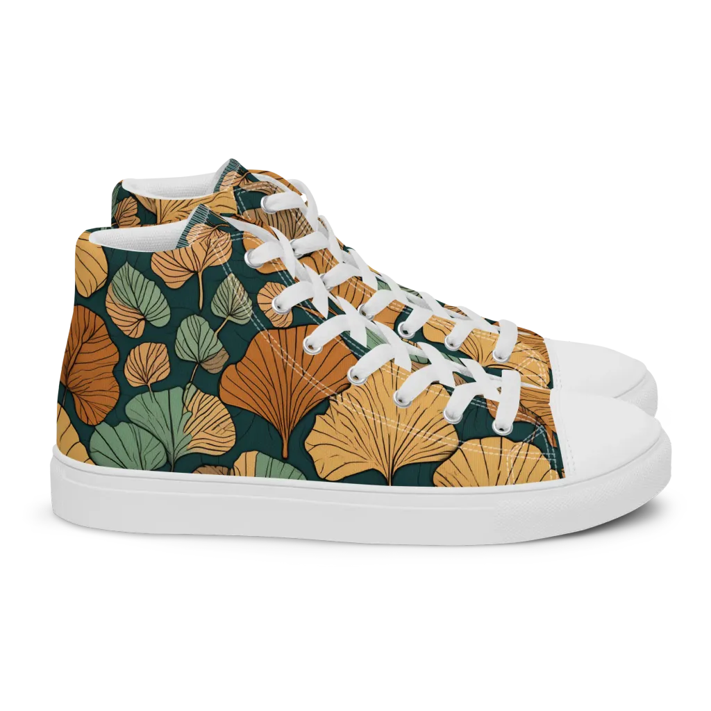 Ginkgo Noir on Women's High Top Canvas Shoes — Right