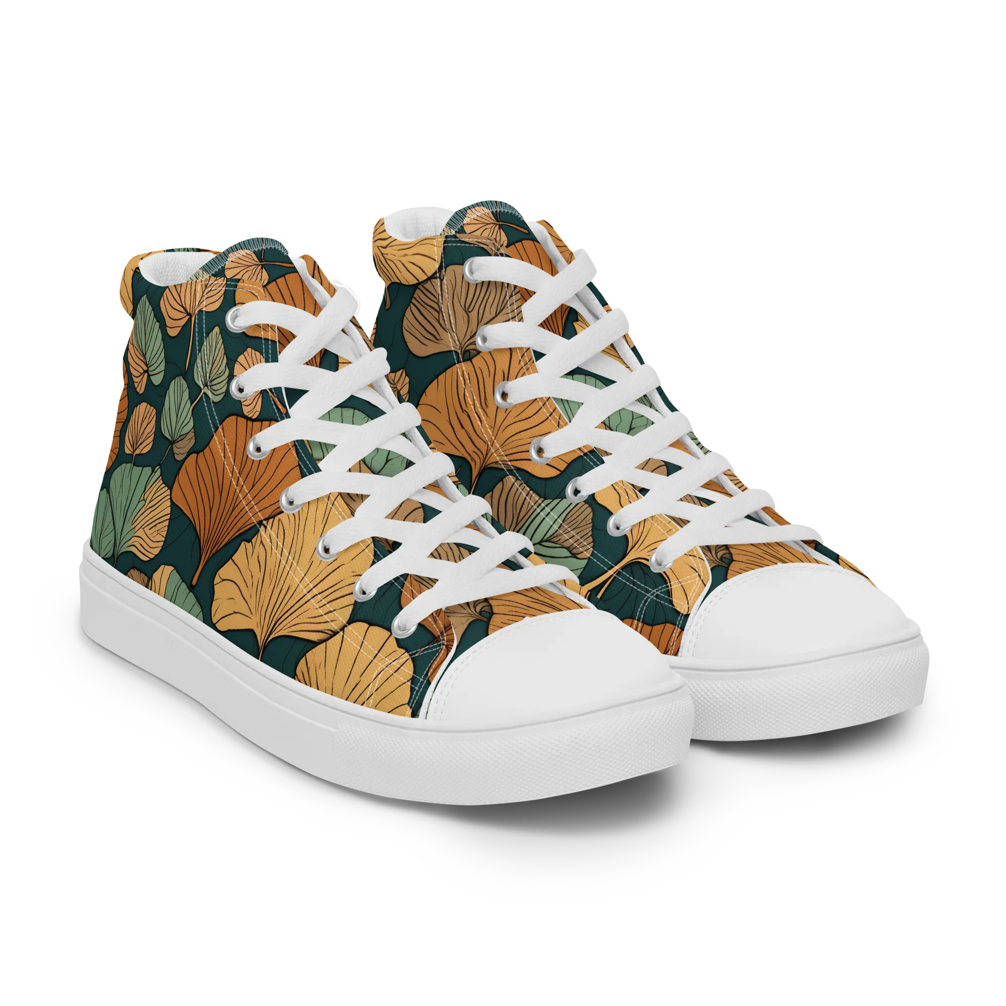 Ginkgo Noir on Women's High Top Canvas Shoes — Right Front