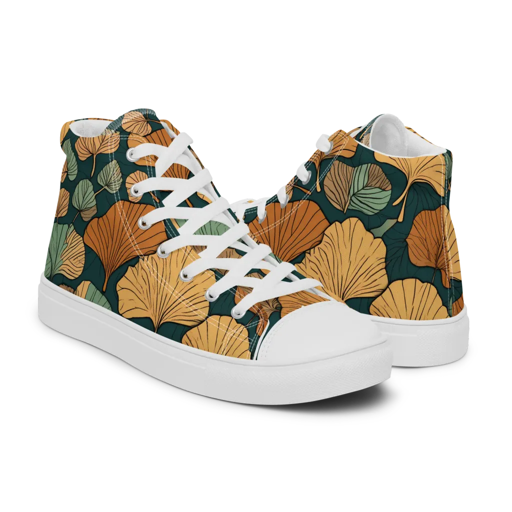 Ginkgo Noir on Women's High Top Canvas Shoes — Right