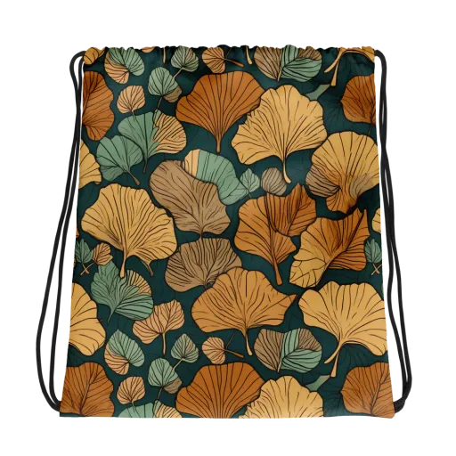 Ginkgo Noir on a Drawstring Bag
