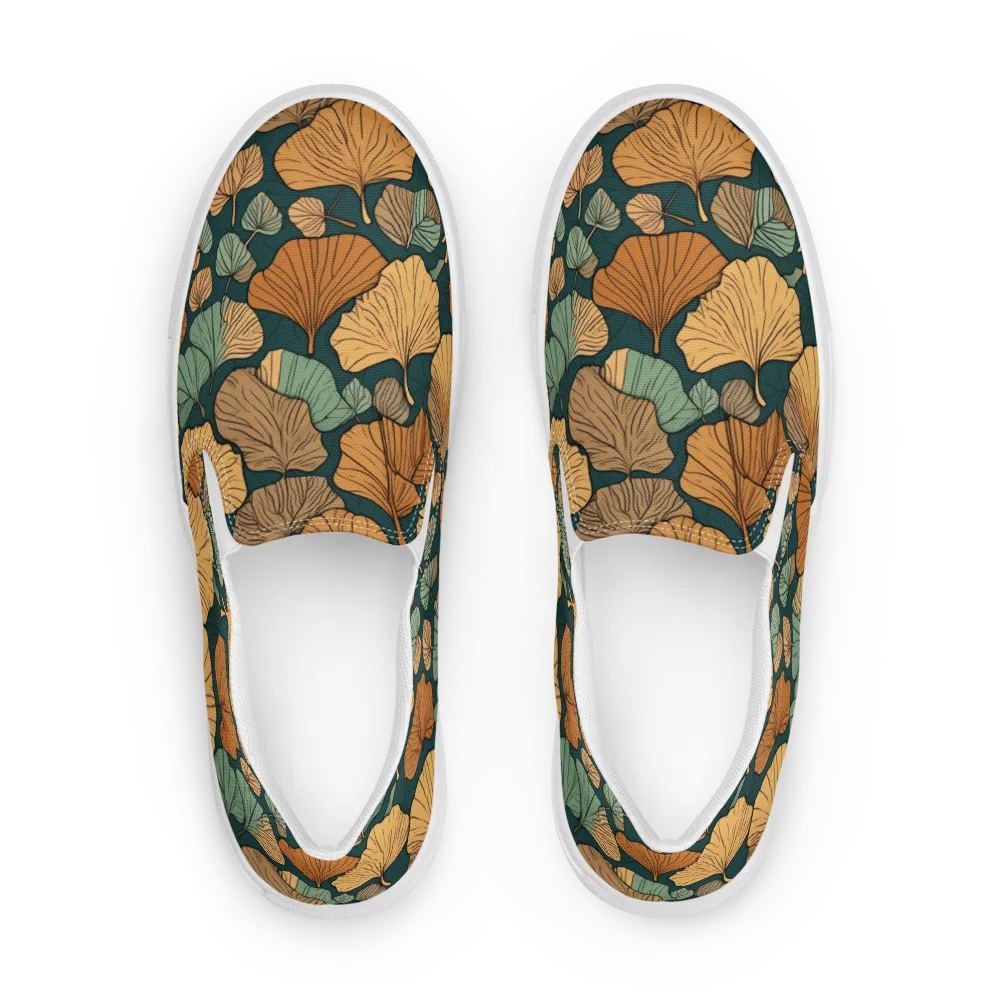 Ginkgo Noir on Women's Slip-On Canvas Shoes — Front