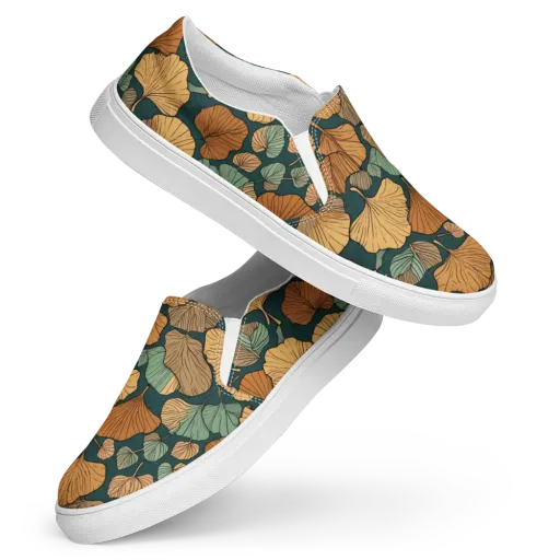 Ginkgo Noir on a Women's Slip-On Canvas Shoes