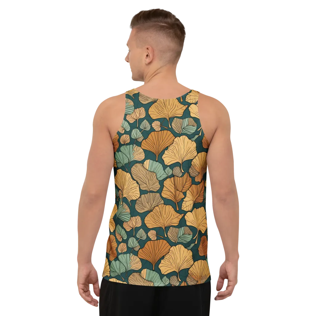 Ginkgo Noir on Men's Tank Top — Back