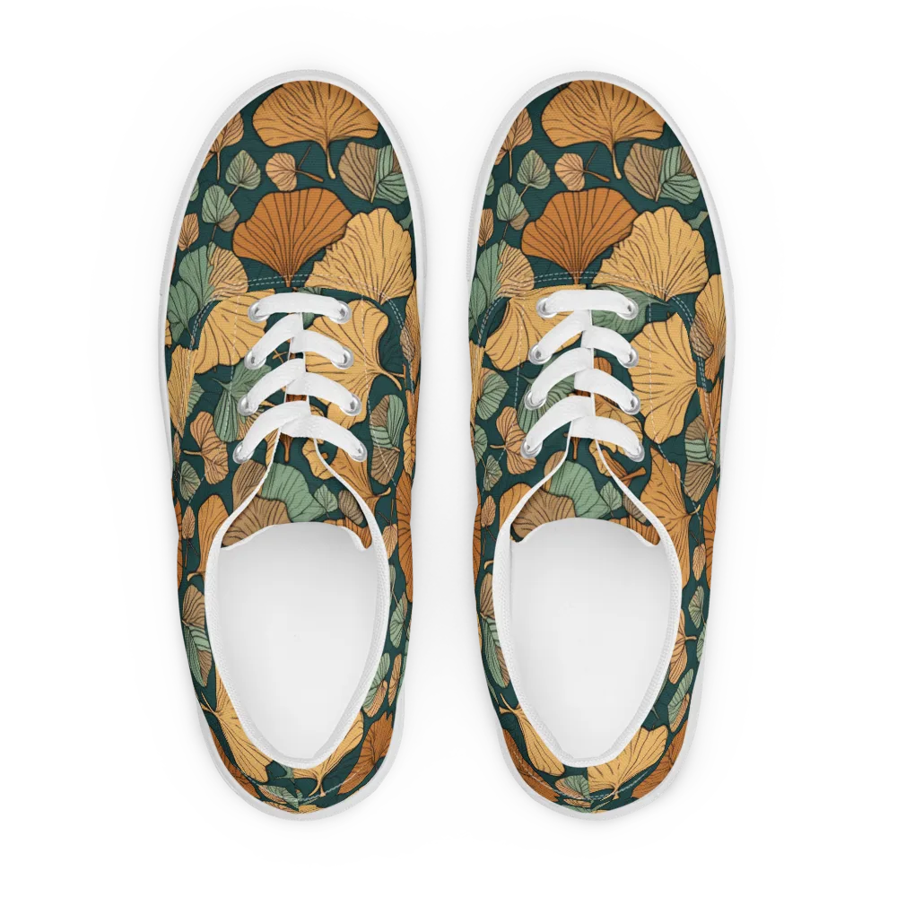 Ginkgo Noir on Men's Lace-Up Canvas Shoes — Front