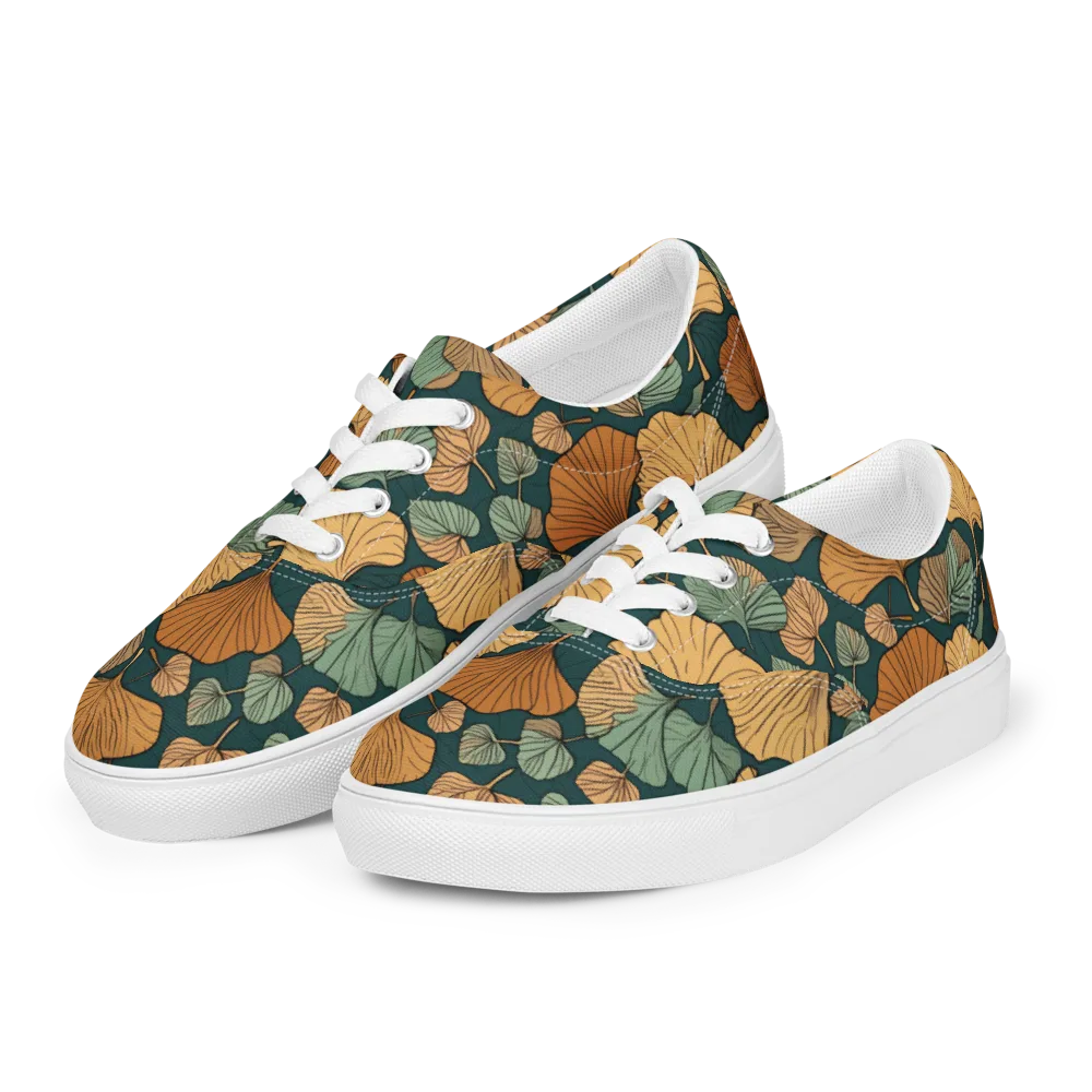 Ginkgo Noir on Men's Lace-Up Canvas Shoes — Left Front