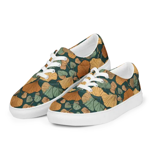 Ginkgo Noir on a Men's Lace-Up Canvas Shoes