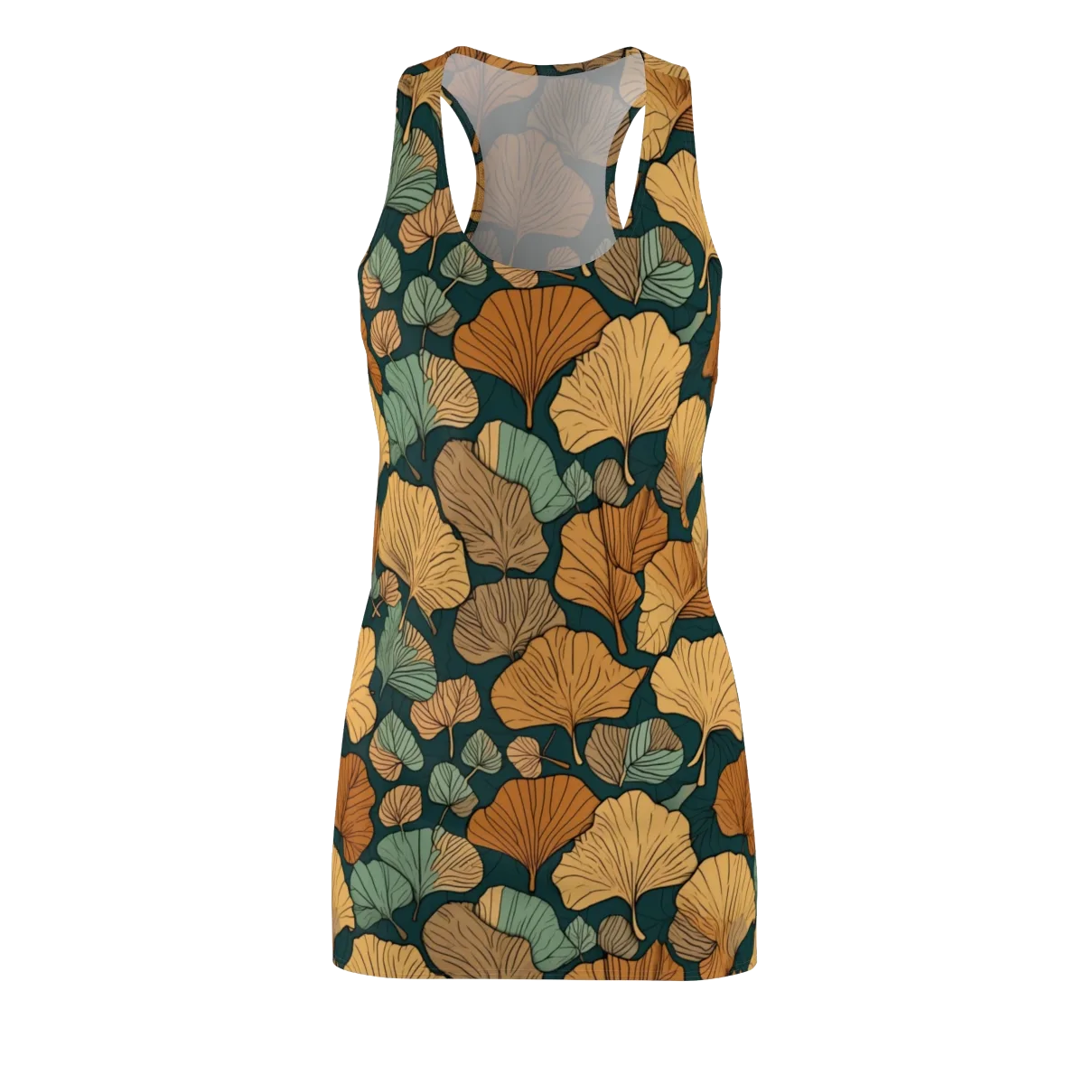 Ginkgo Noir on Racerback Dress — Front