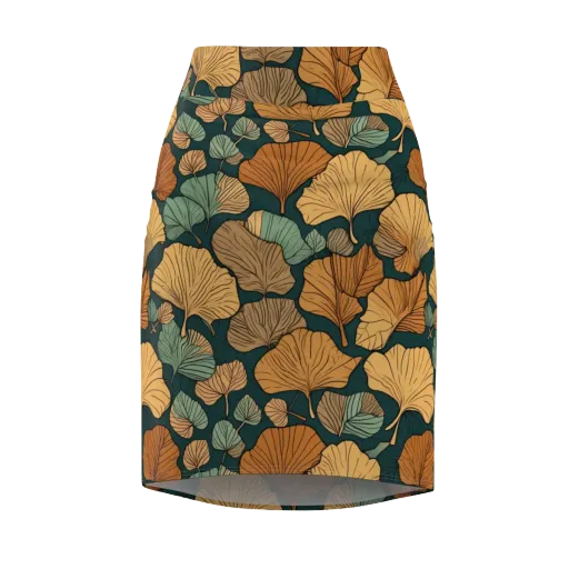 Ginkgo Noir on a Pencil Skirt