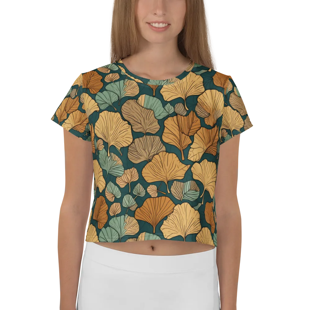 Ginkgo Noir on Crop Tee — Front