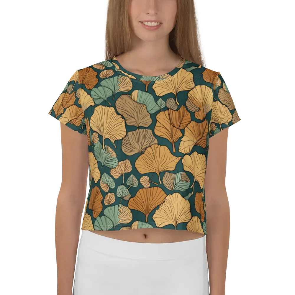 Ginkgo Noir on Crop Tee — Front