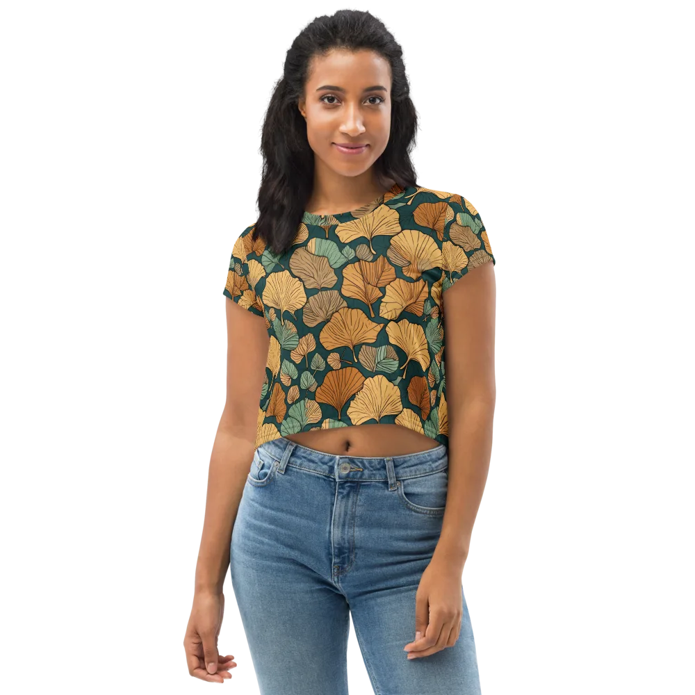 Ginkgo Noir on Crop Tee — Front