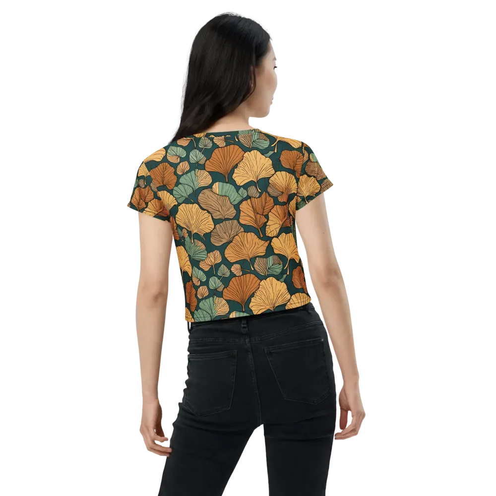 Ginkgo Noir on Crop Tee — Back