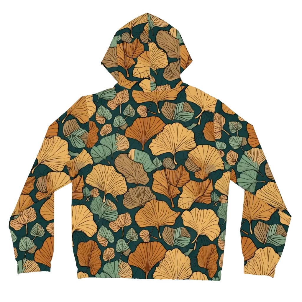 Ginkgo Noir on Women's Full-Zip Hoodie — Back
