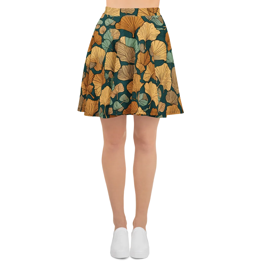Ginkgo Noir on Skater Skirt — Front
