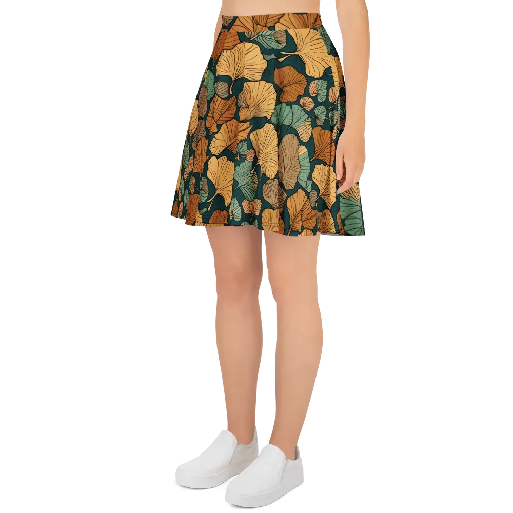 Ginkgo Noir on Skater Skirt — Left