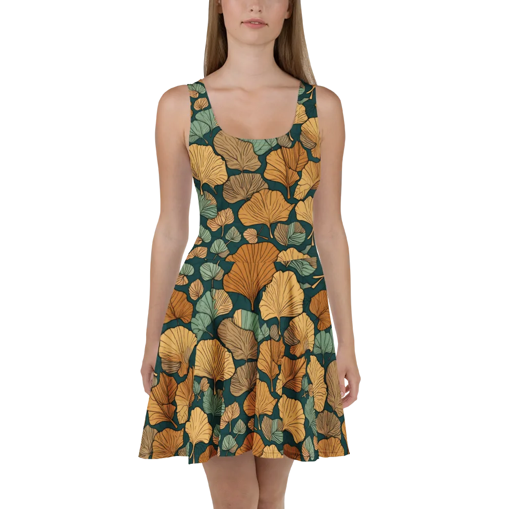Ginkgo Noir on Skater Dress — Front