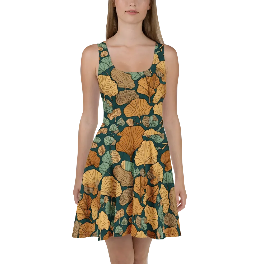 Ginkgo Noir on Skater Dress — Front