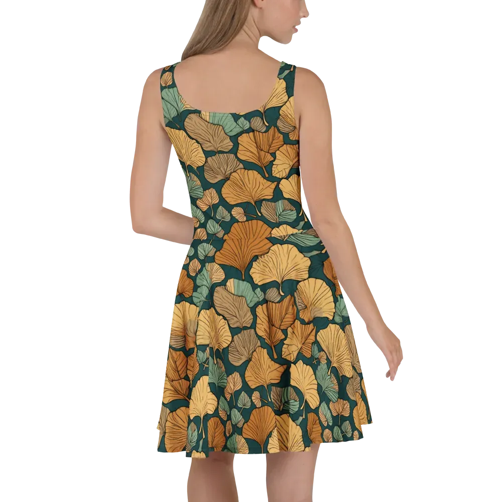 Ginkgo Noir on Skater Dress — Back