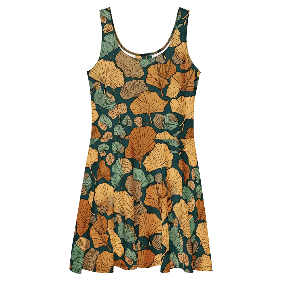 Ginkgo Noir on Skater Dress — Front
