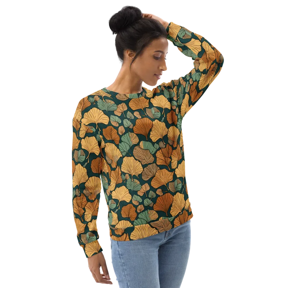 Ginkgo Noir on Sweatshirt — Right Front
