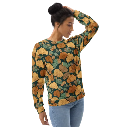 Ginkgo Noir on a Sweatshirt
