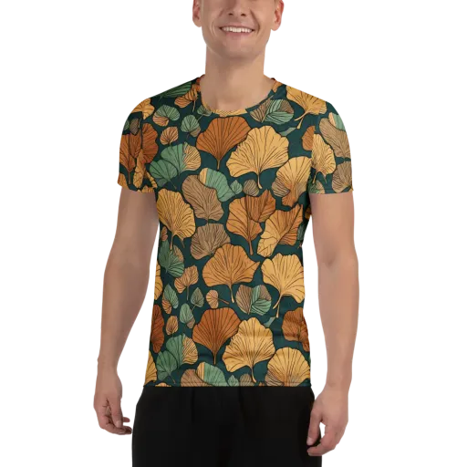Ginkgo Noir on a Men's Athletic T-Shirt