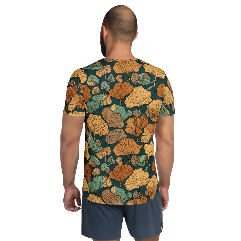 Ginkgo Noir on Men's Athletic T-Shirt — Back