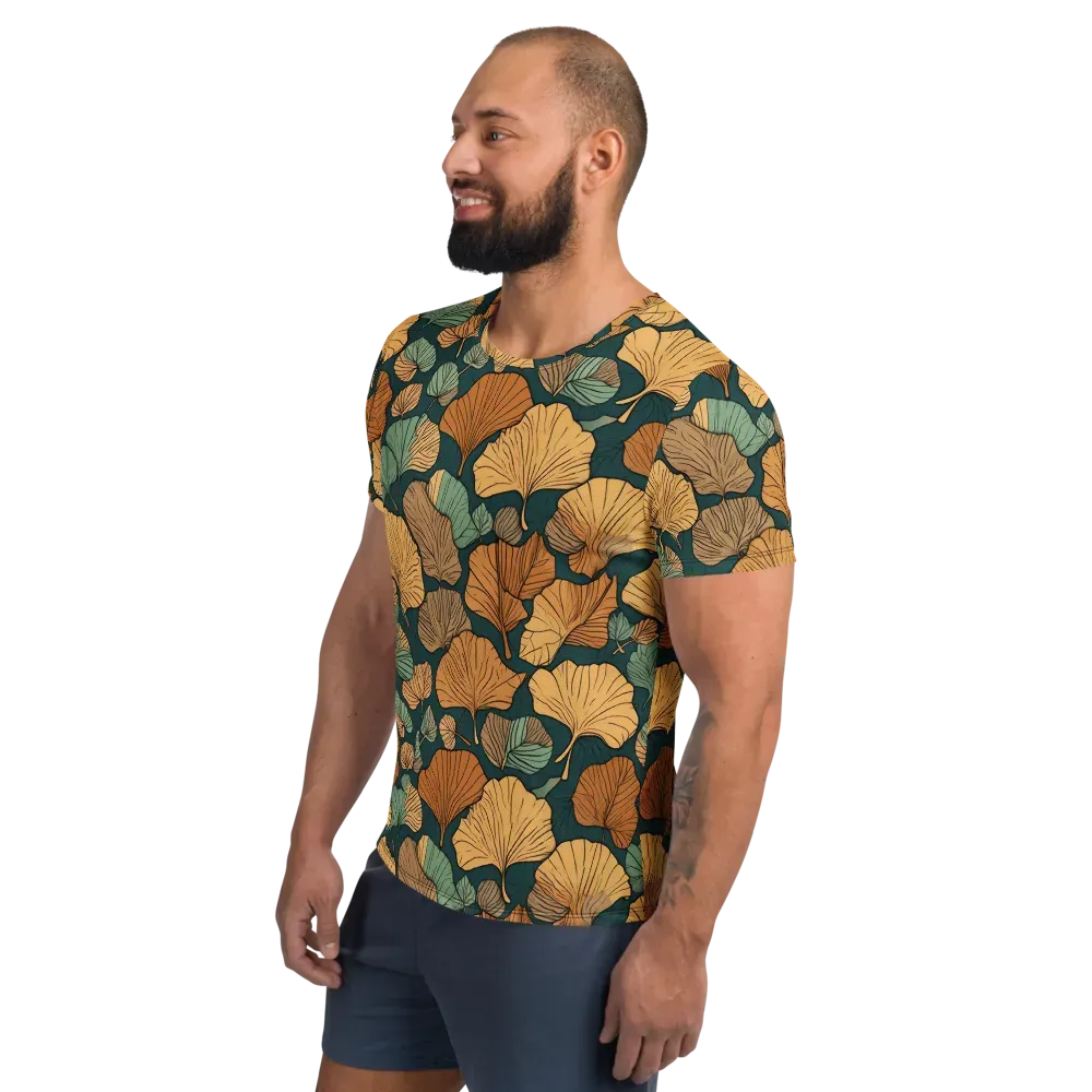 Ginkgo Noir on Men's Athletic T-Shirt — Left