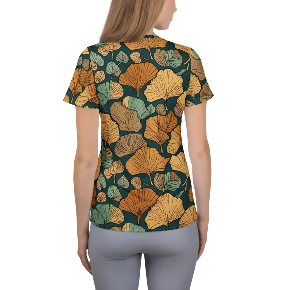 Ginkgo Noir on Women's Athletic T-Shirt — Back