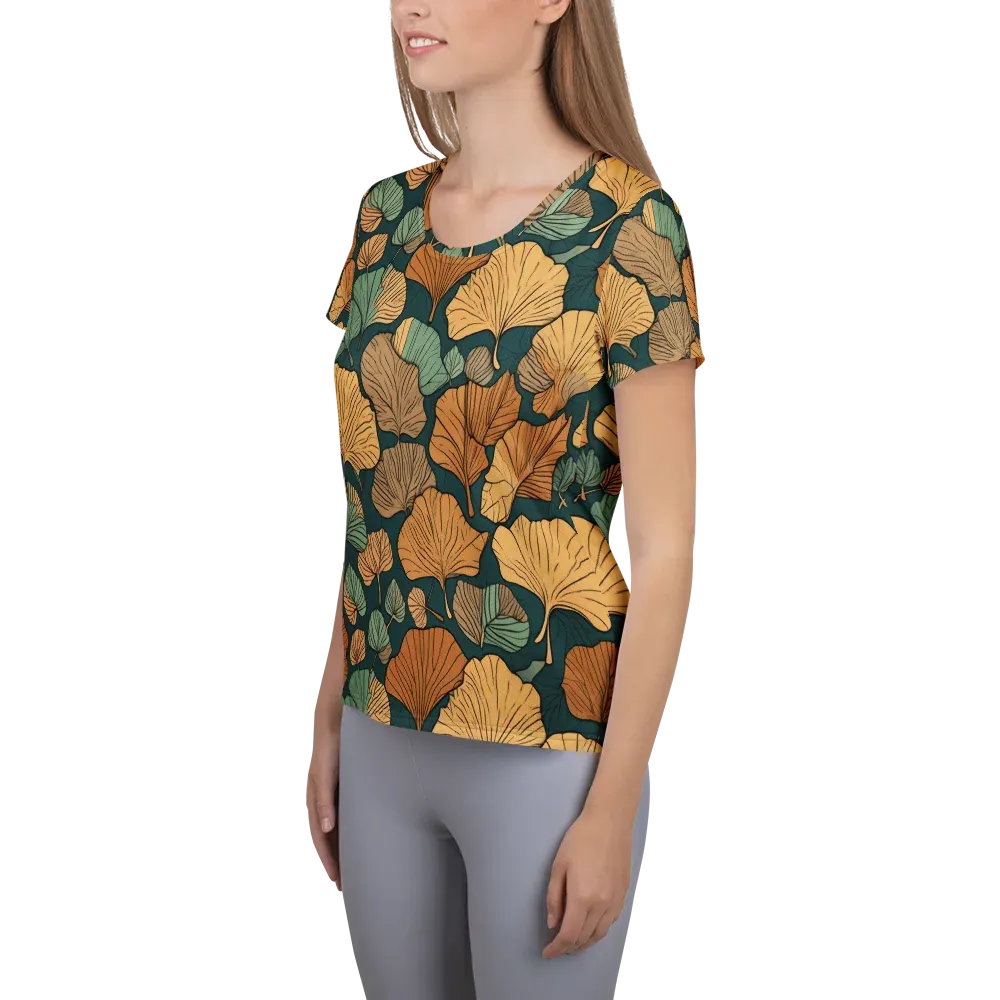 Ginkgo Noir on Women's Athletic T-Shirt — Left