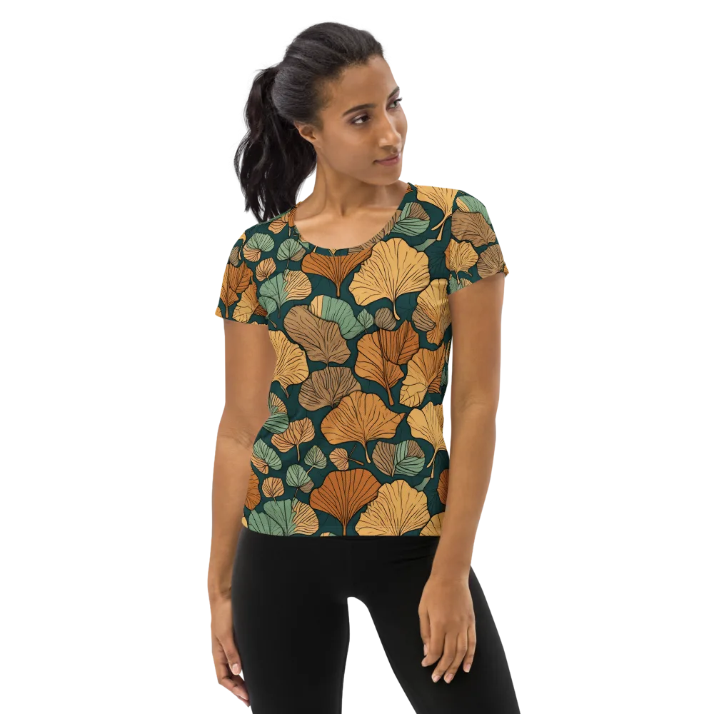 Ginkgo Noir on Women's Athletic T-Shirt — Front