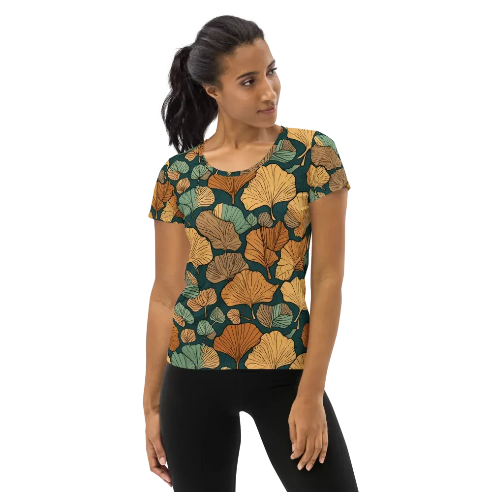 Ginkgo Noir on Women's Athletic T-Shirt — Front