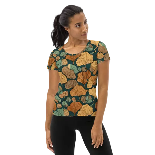 Ginkgo Noir on a Women's Athletic T-Shirt
