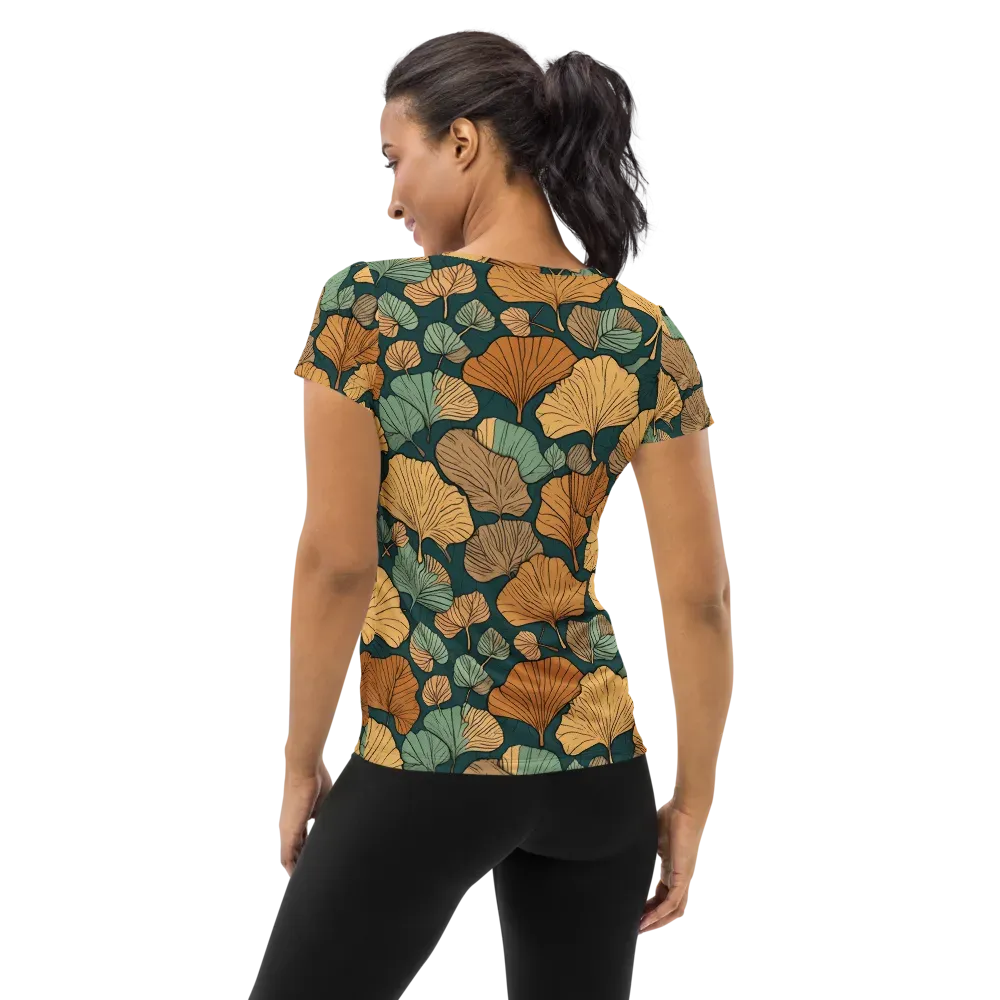 Ginkgo Noir on Women's Athletic T-Shirt — Back