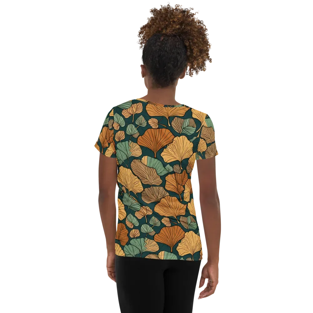 Ginkgo Noir on Women's Athletic T-Shirt — Back