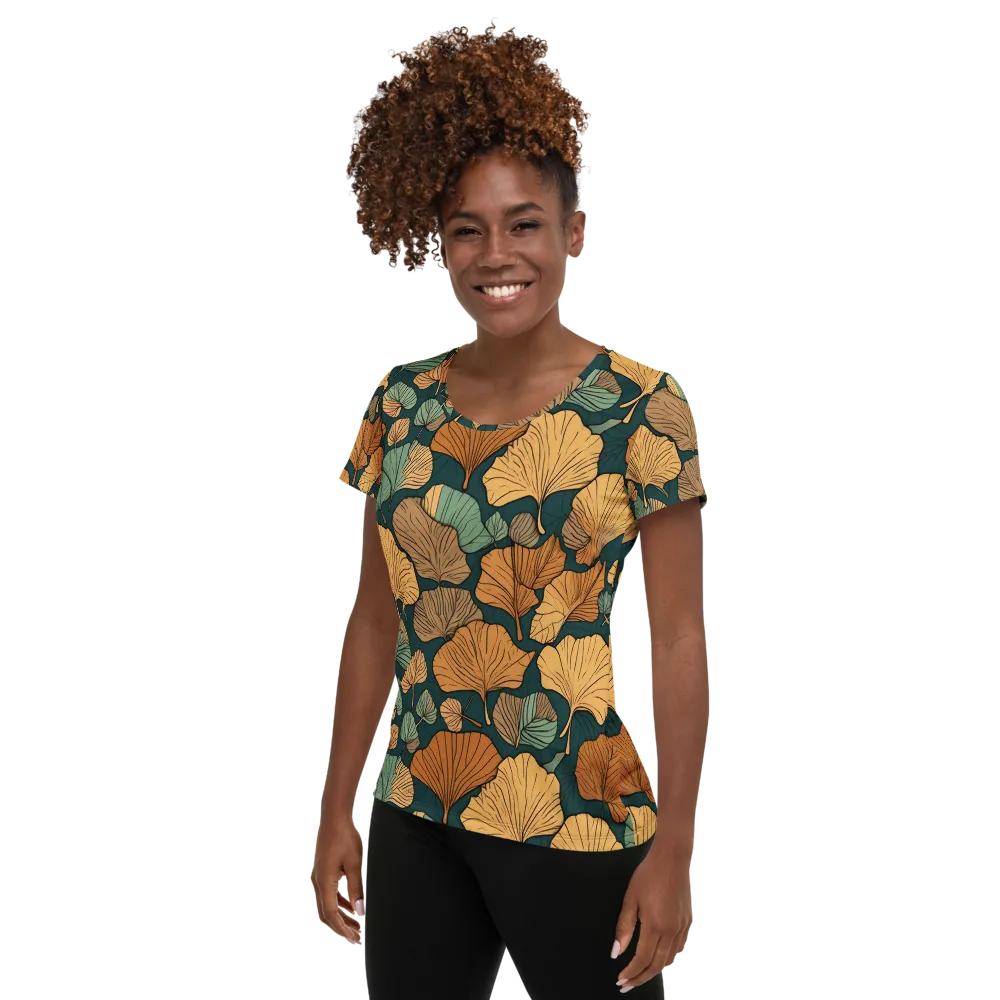 Ginkgo Noir on Women's Athletic T-Shirt — Left