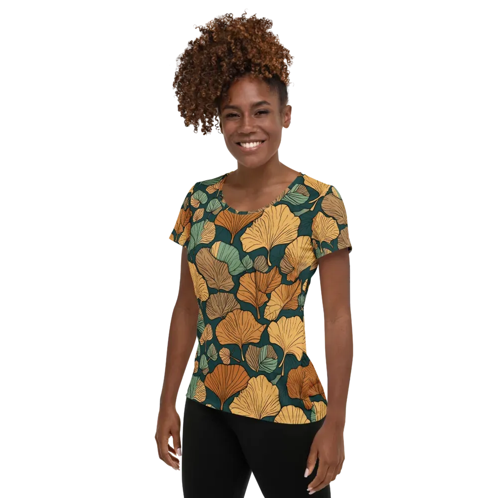 Ginkgo Noir on Women's Athletic T-Shirt — Left