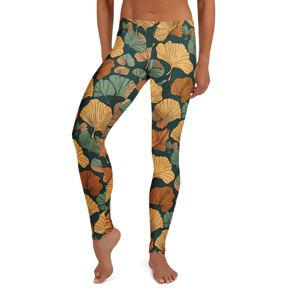 Ginkgo Noir on Leggings — Front