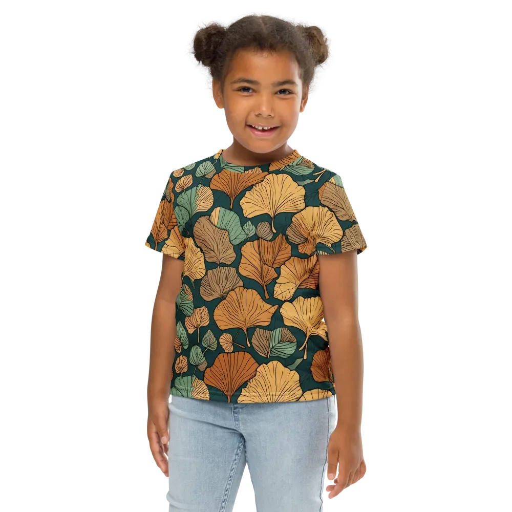 Ginkgo Noir on Kids Crew Neck T-Shirt — Front