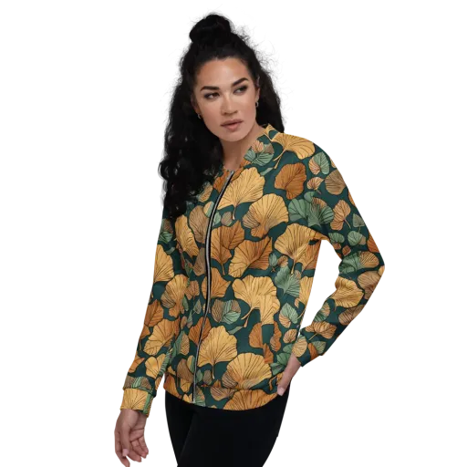 Ginkgo Noir on a Bomber Jacket